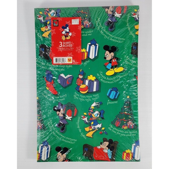 Mickey Unlimited Christmas Gift Boxes 3 Holiday Shirt Box Lids Donald Vintage - Picture 1 of 3